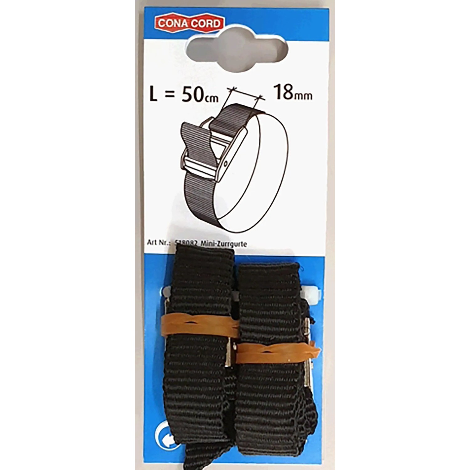 Conacord Spanngurt Polypropylen Klemmschloss Länge 50 cm Schwarz 2er Pack_2