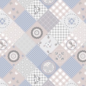 d-c-fix Tischbelag Manhattan Cornelia, 140x240 cm, Patchwork-Muster in Beige und Blau.