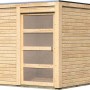 Unbehandeltes Karibu Holz-Gartenhaus Cuadrado mit Flachdach, 242x242 cm.