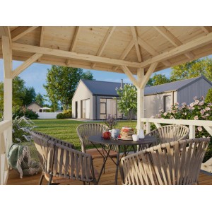 Palmako Holz-Pavillon Betty Grau imprägniert 300 cm x 300 cm ohne Fußboden