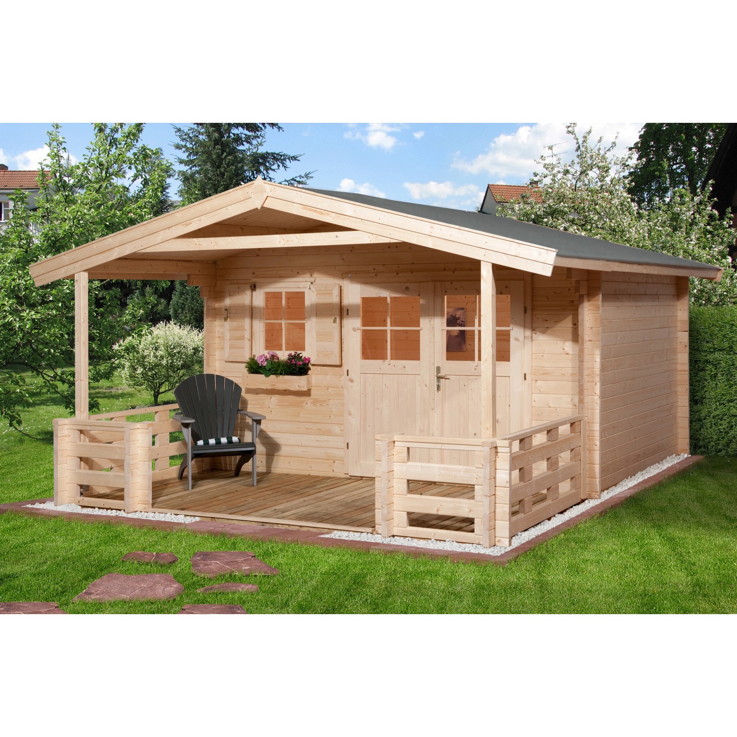 Weka Holz-Gartenhaus/Gerätehaus Satteldach Unbehandelt 590 cm