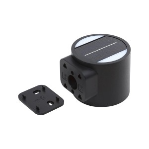 Schwarze Lindby LED Solarleuchte Amren mit Bewegungsmelder für den Außenbereich.