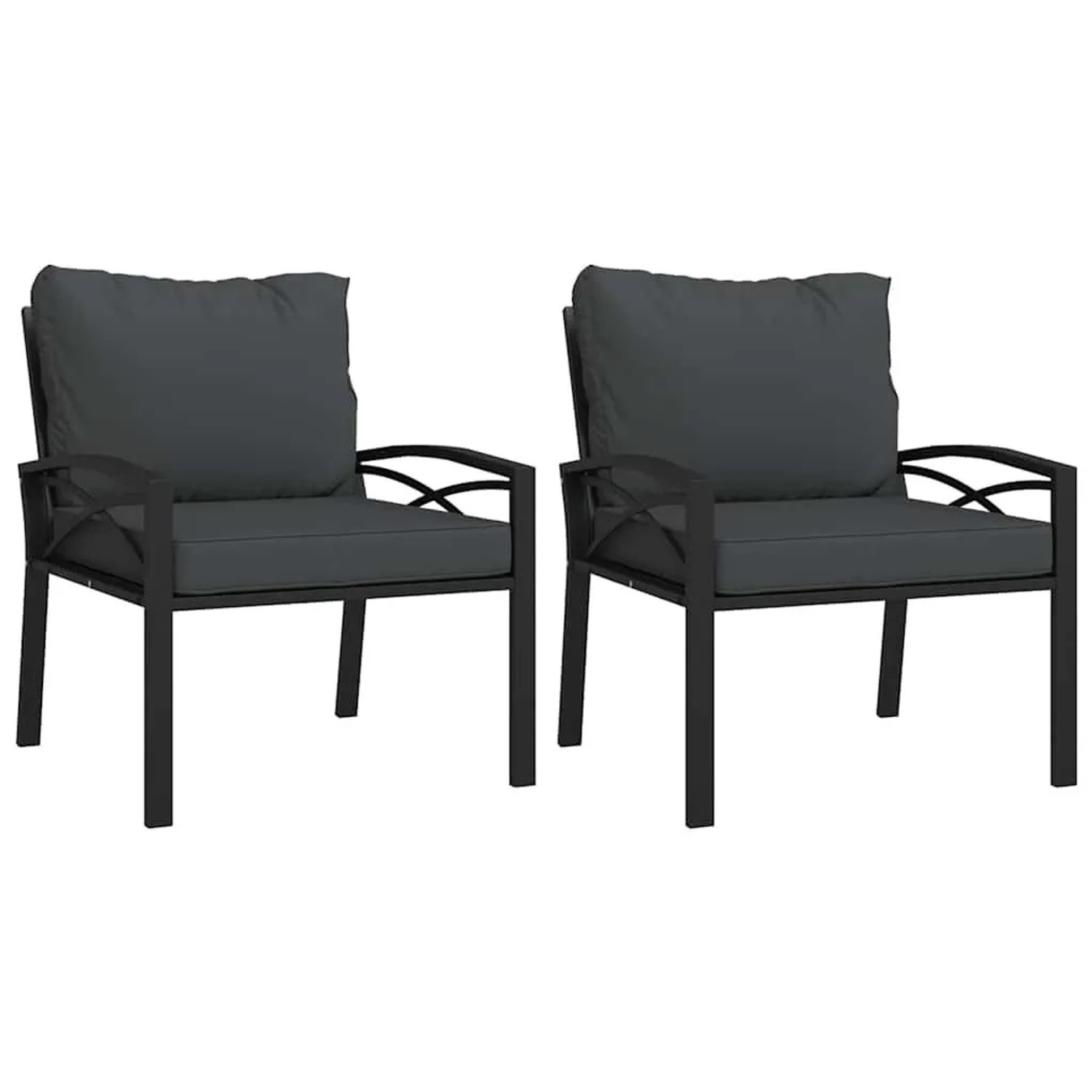 Furnicato Gartenstühle Mit Grauen Kissen 2 Stk 68x76x79 Cm Stahl