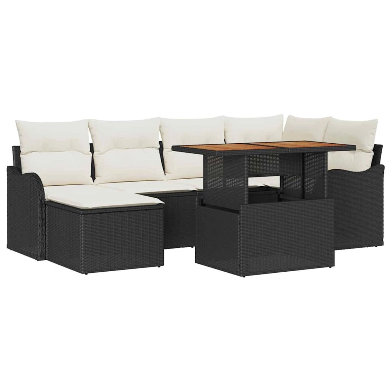 vidaXL Garten-Sofa-Set mit Speicher 7-Tlg Schwarz Poly Rattan 3358217 günstig online kaufen
