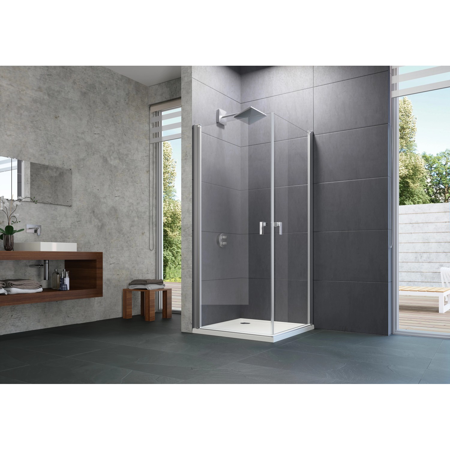Hüppe 4-Eck-Schwingtür Design Pure BxH: 100 cm x 200 cm Silber Hochglanz 1