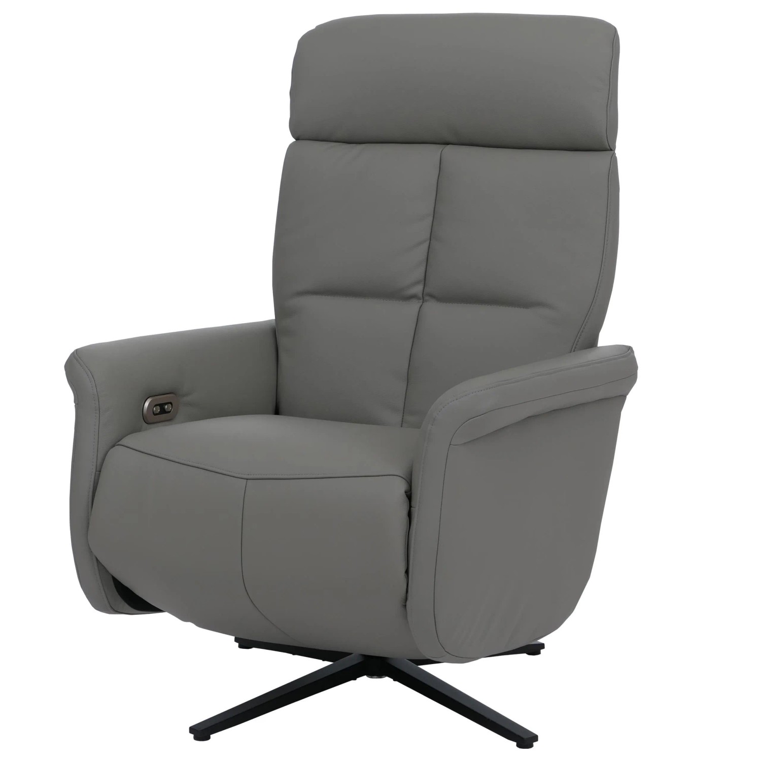 MCW Relaxsessel L10 Liegefunktion Drehbar Elektrisch Verstellbar Voll-Leder Grau