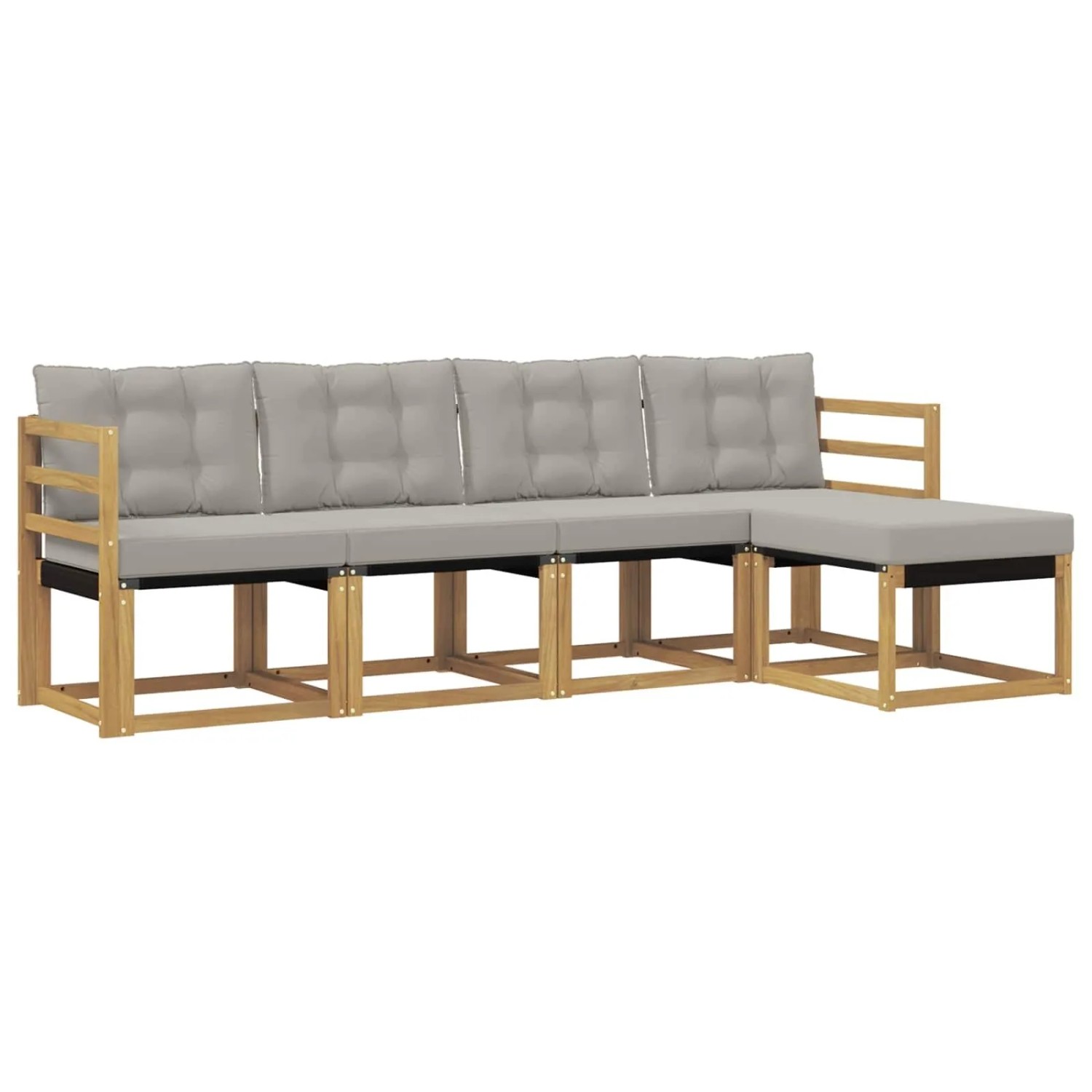 vidaXL Outdoor-Sofagarnitur mit Kissen 5-Tlg Weiß und Hellgrau 3389369