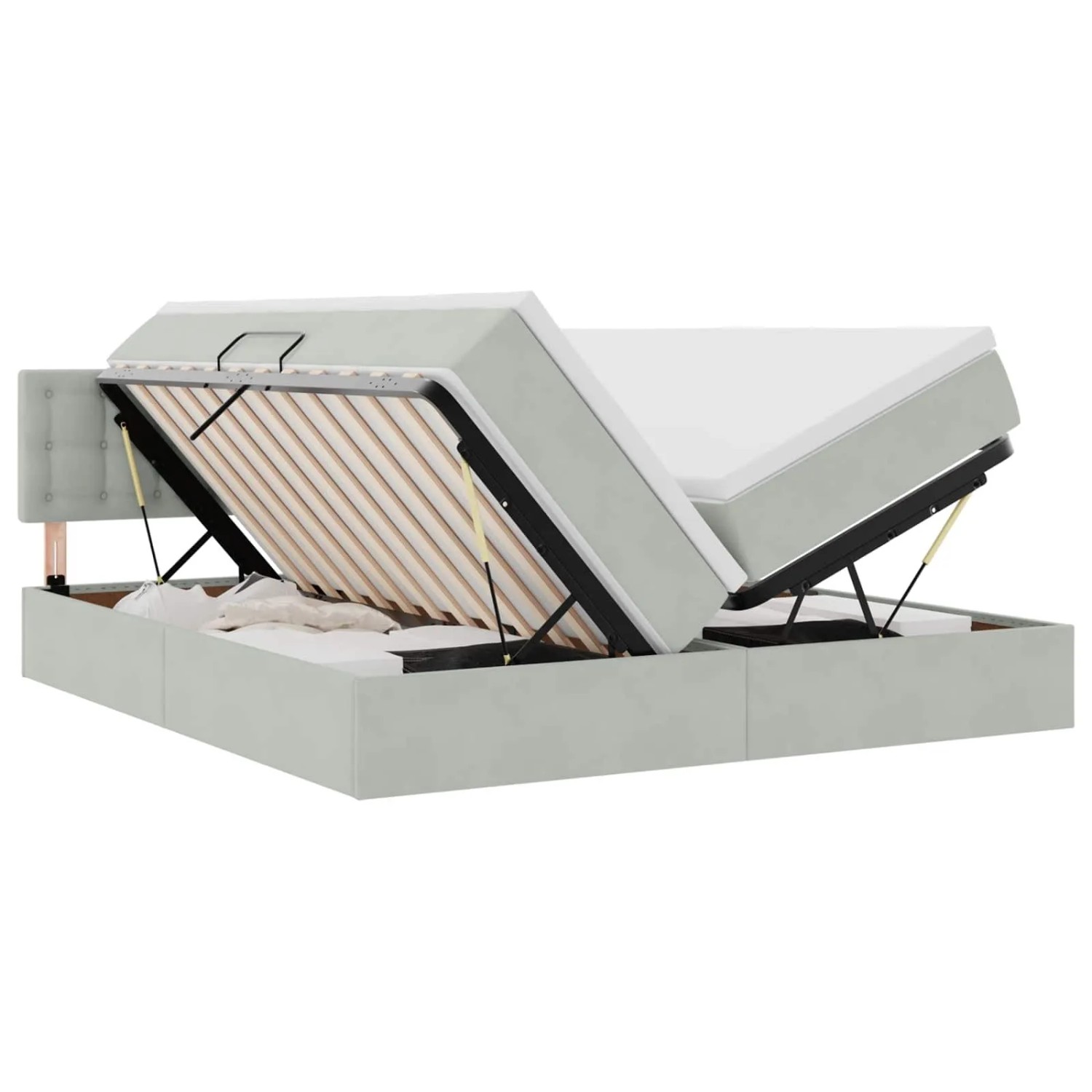 vidaXL Bett mit LED-Lichtleisten Hellgrau 180 x 200 cm Samt 3371633