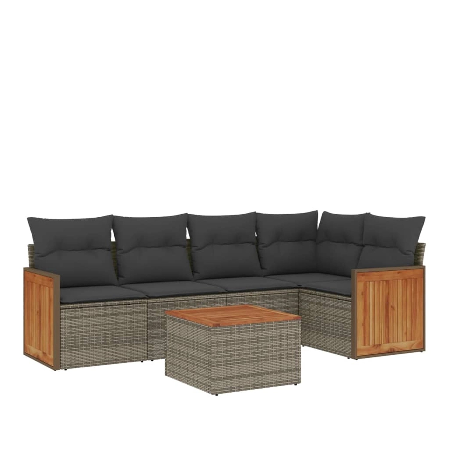 vidaXL 6-Tlg Garten-Sofagarnitur mit Kissen Grau Poly Rattan 3227635