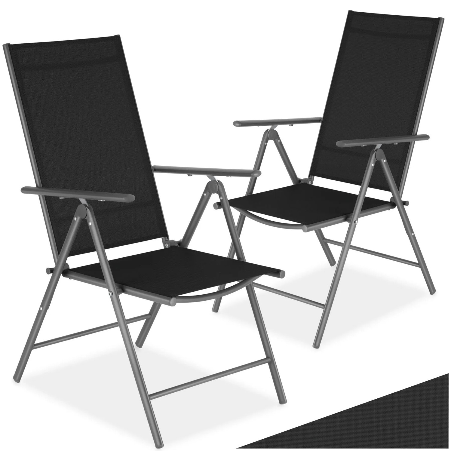 Tectake Gartenstuhl Marcellino Klappbar Wetterfest und Uv Beständig 2Er Set 65 x 54 5 x 107 5 cm Anthrazit