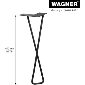 Wagner Möbelbein Hairpin Twist, 40 cm, schwarz matt, aus Stahl, für individuellen Möbelbau.