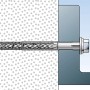 Fischer SXRL 10 x 120 T Langschaftdübel mit Schraube im Mauerwerk.