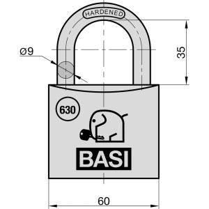 Basi Vorhangschloss Set, 2 Schlösser mit je 2 Schlüsseln, 60mm Aluminiumgehäuse, verschiedenschließend.