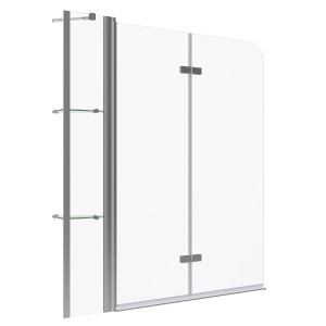 Aquabatos Badewannenfaltwand 150 x 140 cm 3tlg. Badewannenaufsatz Dusche Duschabtrennung Duschwand für Badewanne 5mm ESG Echtglas