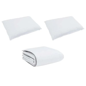 vidaXL Winterbettdecke mit Kissen, 3-teilig, weiß. Daunenfeder-Füllung. Ideal für kalte Nächte.