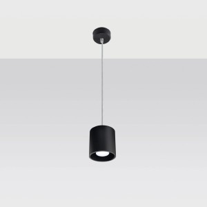 Schwarze Sollux Lighting Hängeleuchte ORbis 1, zylindrisch, für moderne Innenräume.