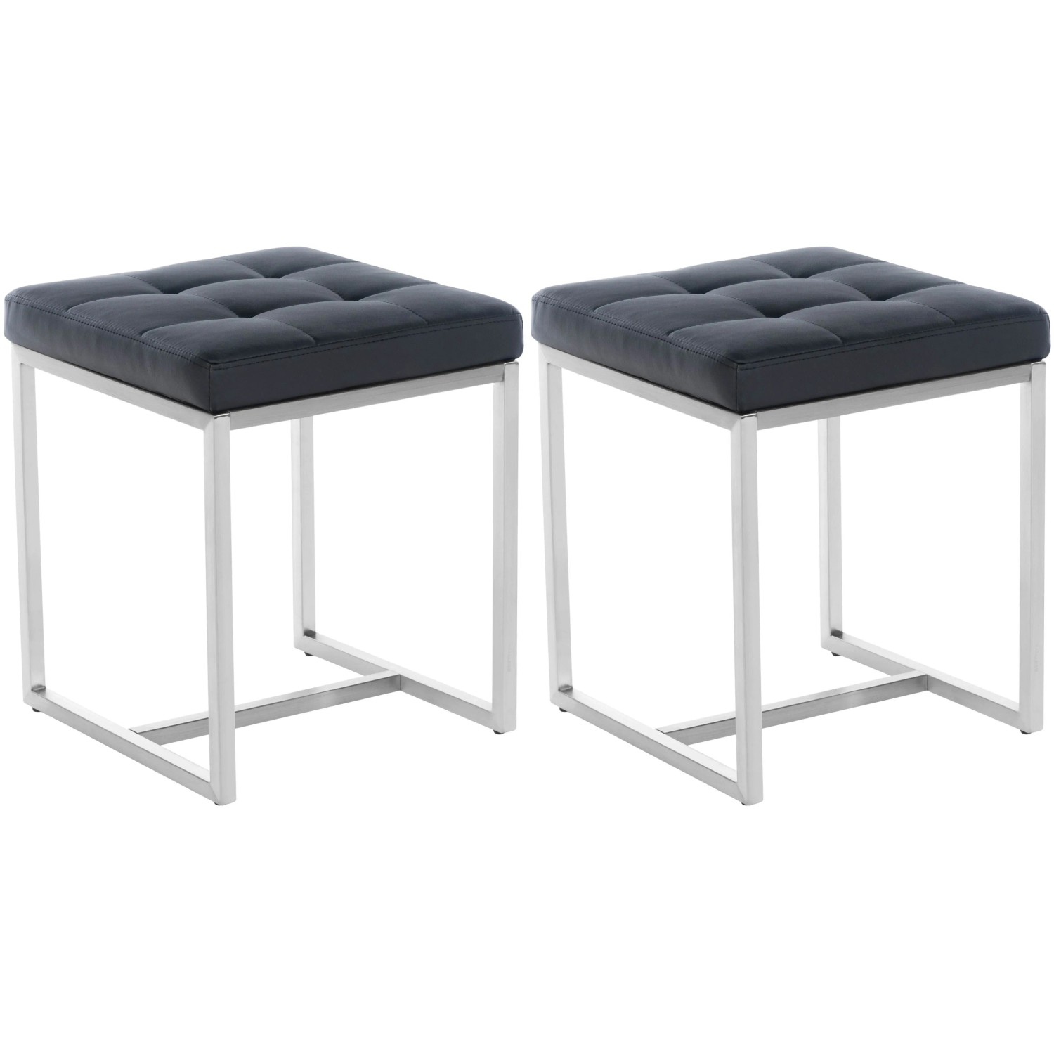 CLP 2er Set Edelstahl Sitzhocker Barci Schwarz