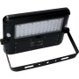 Schwarze LED Solar-Außenleuchte mit Sensor, 10W, 1080lm, 3000K, verstellbare Halterung.