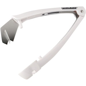 Fackelmann Zwetschgenentsteiner aus Kunststoff und Edelstahl, weiß, 15 cm lang.