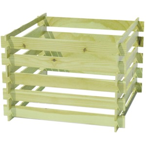 Grüner Holzkomposter, 500 l, aus druckimprägniertem Holz für Gartenabfälle.