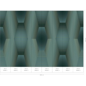 Erismann Fototapete Guido Maria Kretschmer Orion Petrol, 4,0x2,7m, mit grafischem 3D-Look in Petrol und Metallic-Optik.