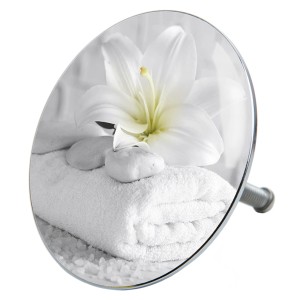 Sanilo Badewannenstöpsel mit Motiv Lilie/Handtuch, Abflussstöpsel für Badewanne