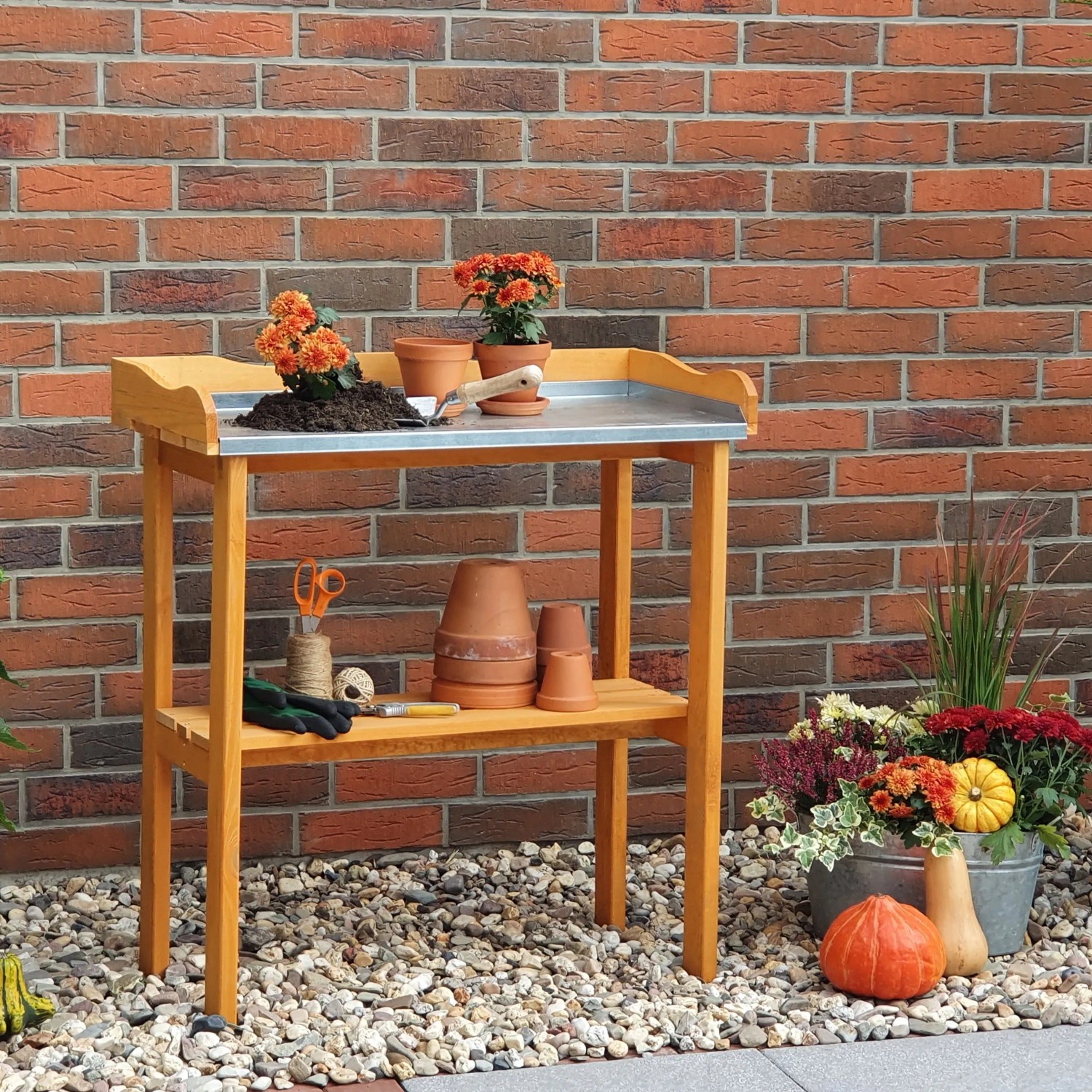 Promadino Pflanztisch wetterfest mit verzinkter Arbeitsfläche 84 x 38 x 90 cm kaufen bei OBI
