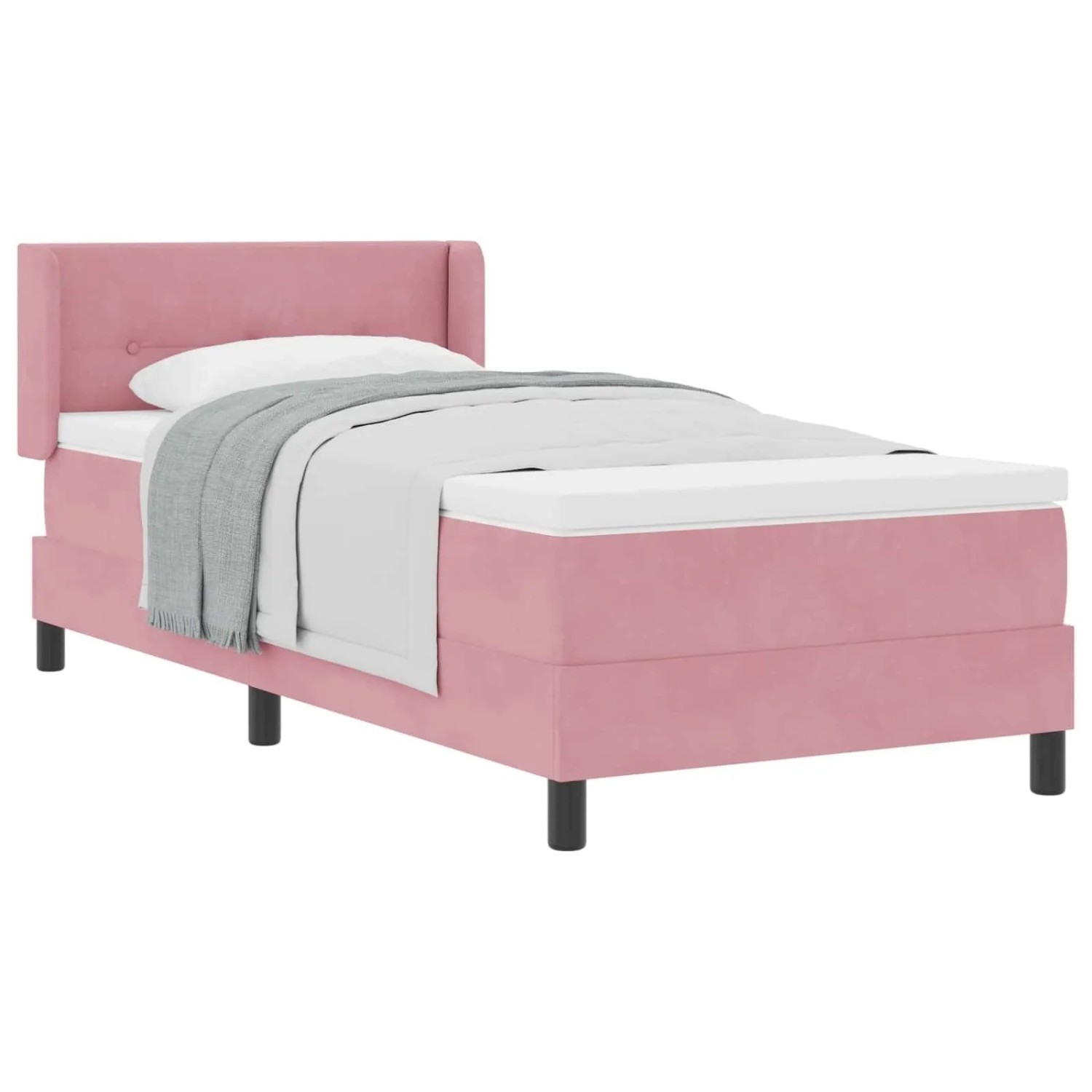 vidaXL Boxspringbett mit Matratze Rosa 200 x 100 cm Polyester 3341461