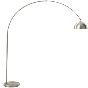 Tectake Bogenleuchte Arcus, mattes Nickel. Retro-Stil Stehleuchte aus Stahl mit perforiertem Schirm.