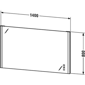 Duravit XSquare Leuchtspiegel, 80x140cm, mit Maßangaben. Ideal für Bad, mit Lichtfeldern und intuitiver Bedienung.