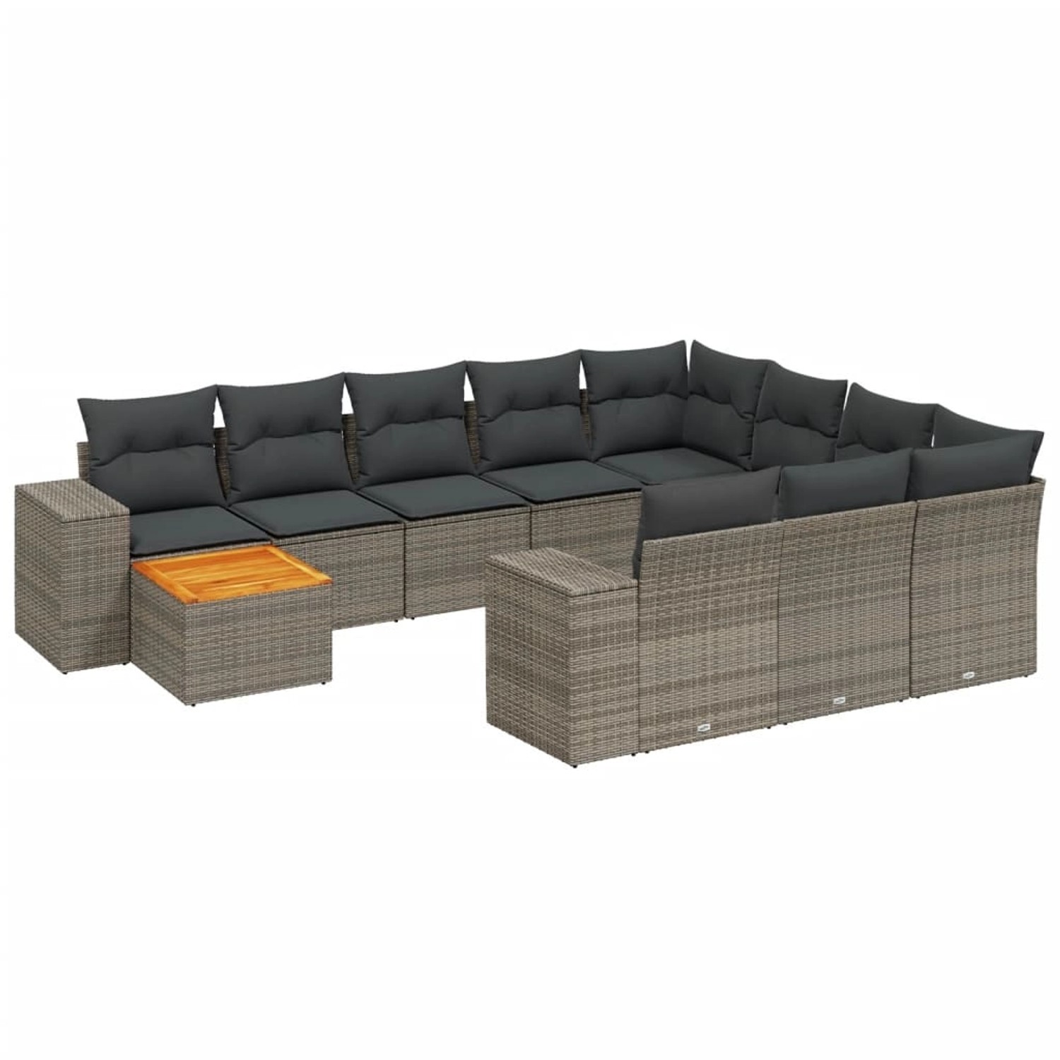 vidaXL 11-Tlg Garten-Sofagarnitur mit Kissen Grau Poly Rattan 3225633 günstig online kaufen