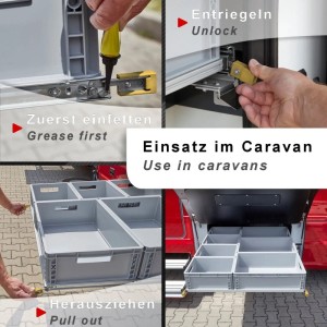SOTECH Schwerlastauszug KV2-200-H76-L1200-LC 1219 mm 200 kg Lock In Out