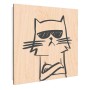 Banjado Schlüsselbox aus Holz, 30x30cm, Motiv coole Katze, 50 Haken.