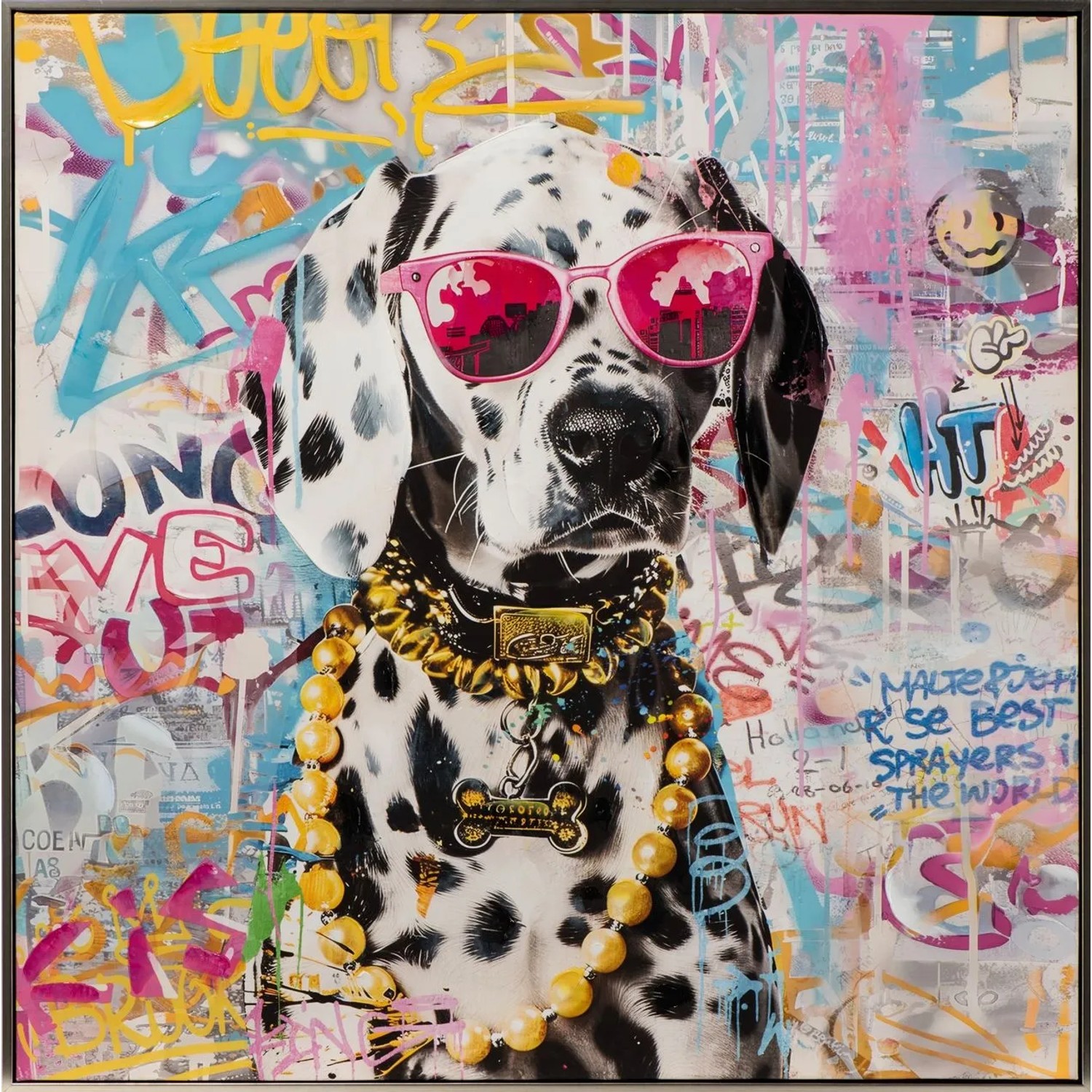 Art Universe Leinwandbild Make Your Life Pink Dalmatian! 80 x 80 cm
