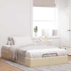vidaXL Ottoman-Bett ohne Matratze Creme 120x200 cm Stoff 3310873