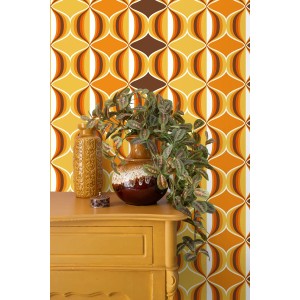 Sanders & Sanders Tapete Retro-Ornamente Gelb Braun und Orange 53 cm x 10.05 m