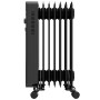 Schwarzer TroniTechnik Ölradiator mit 7 Rippen, 1500 Watt, drei Heizstufen und Rollen.
