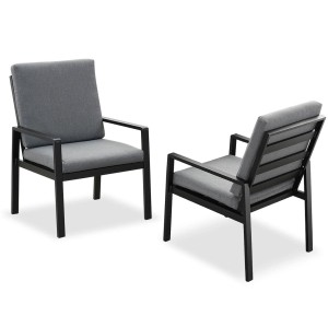 MeXo 2 St Aluminium Gartenmöbel Esstischstuhl Schwarz