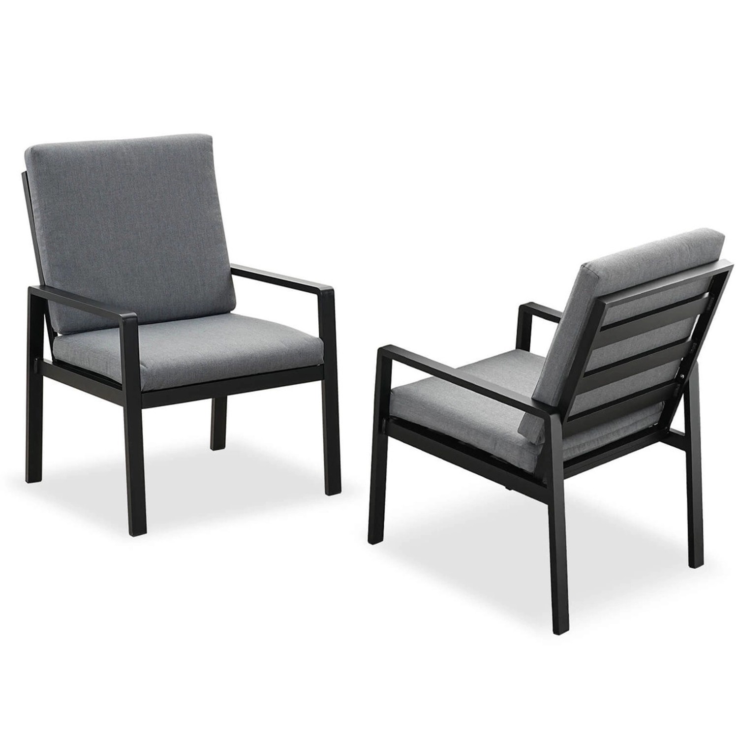 MeXo 2 St Aluminium Gartenmöbel Esstischstuhl Schwarz