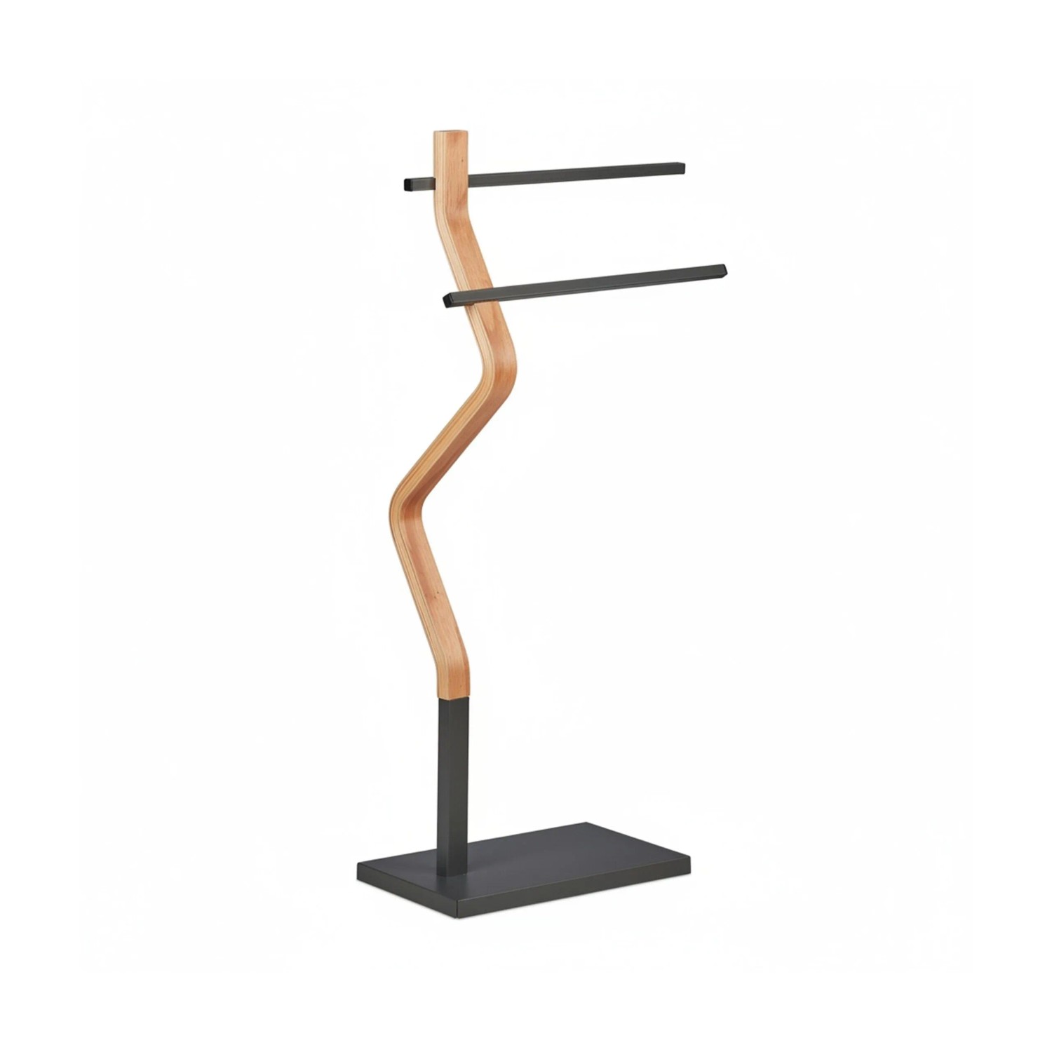 Relaxdays Handtuchständer Stahl MDF Natur Grau Freistehend 85 cm x 43,5 cm x 20 cm 3,1 kg