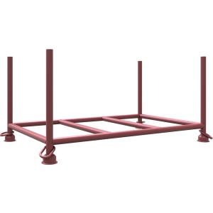 Schake Stapelpalette, braun lackiert, 1,5x0,87x0,3m, für Lagerung und Transport von Langmaterialien.