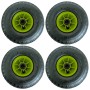 4er Set TRUTZHOLM Sackkarrenräder, Luftreifen 260x85mm, grüne Felgen, für Baumaschinen.