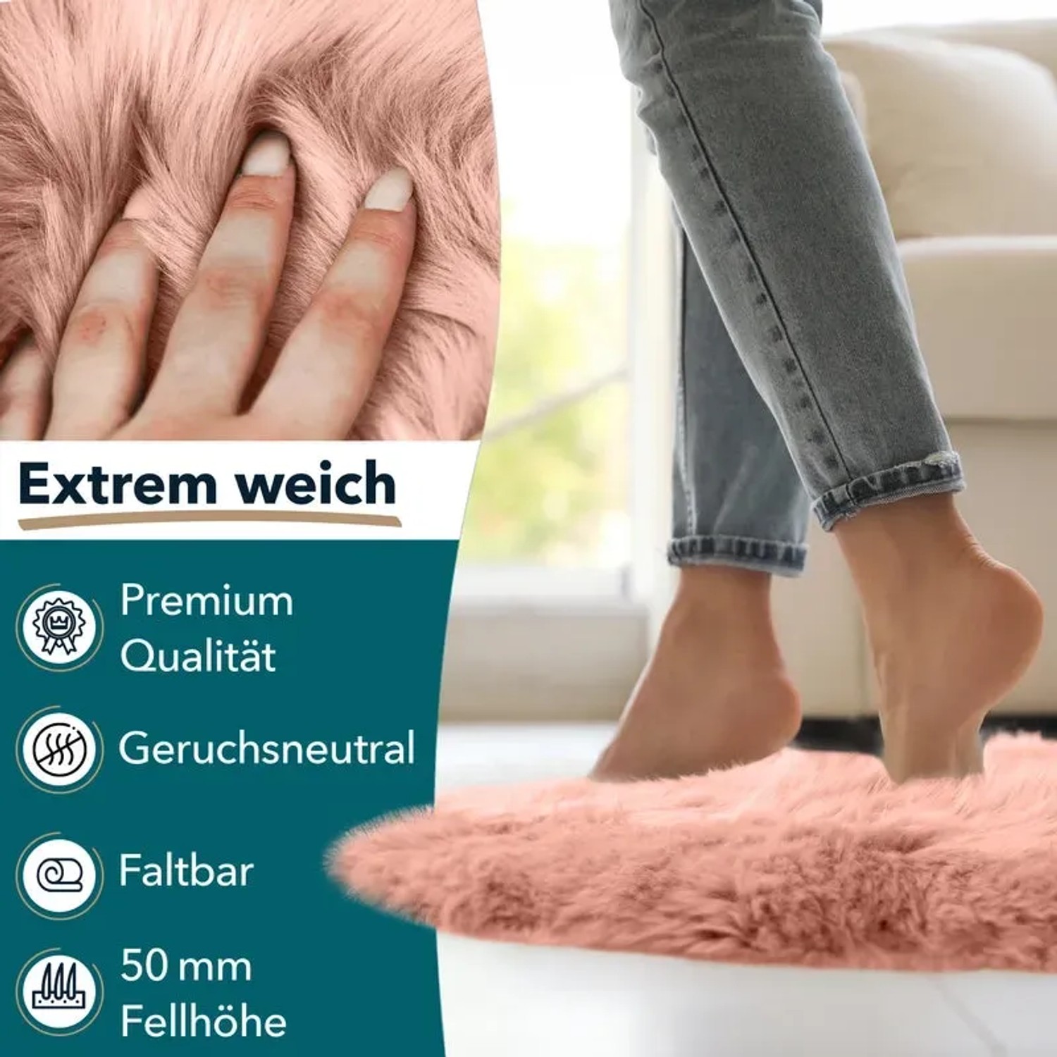 Rosa KARAT Schaffell Audrey: Premium Lammfell, vielseitig einsetzbar als Teppich oder Deko.
