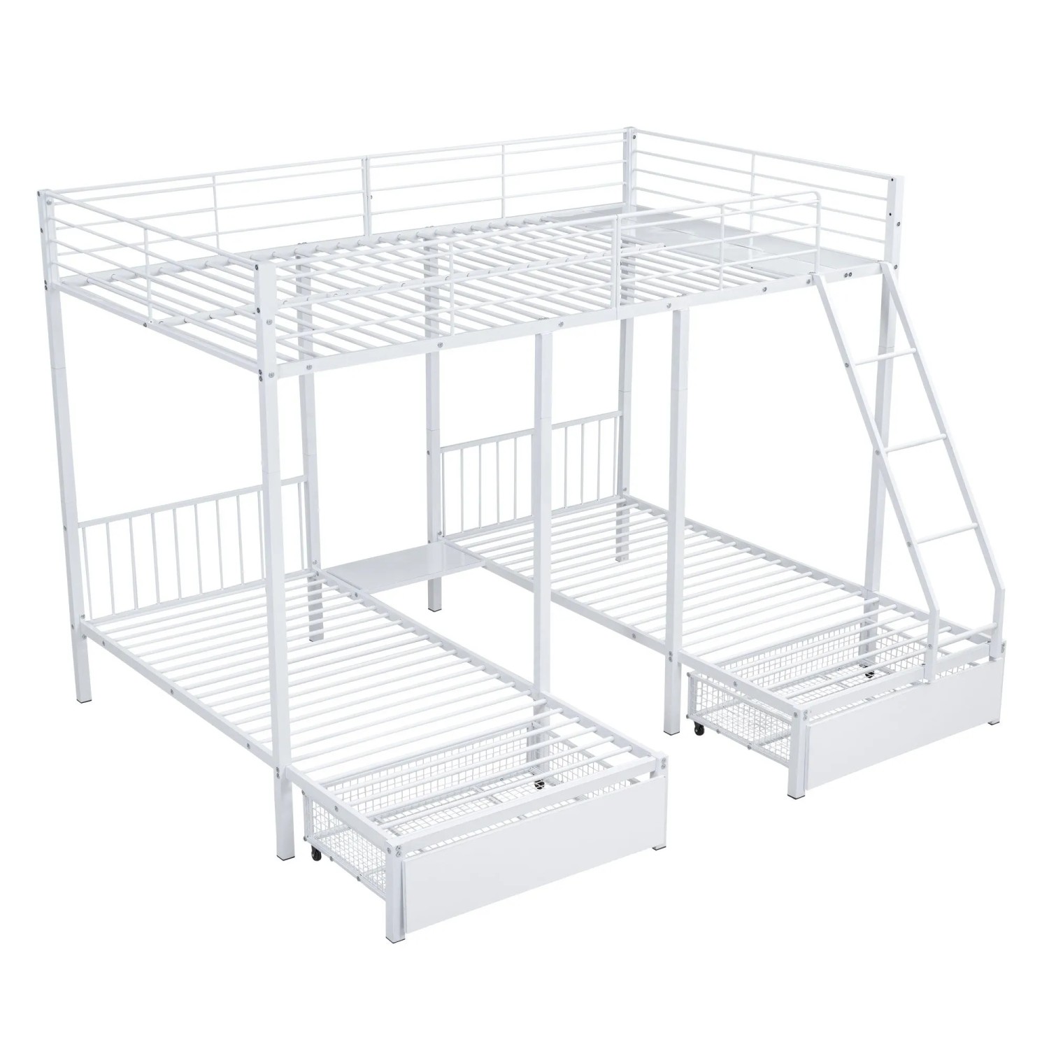 okwish Etagenbett 140x200cm mit Schubladen Kinderzimmer Weiß ohne Matratze