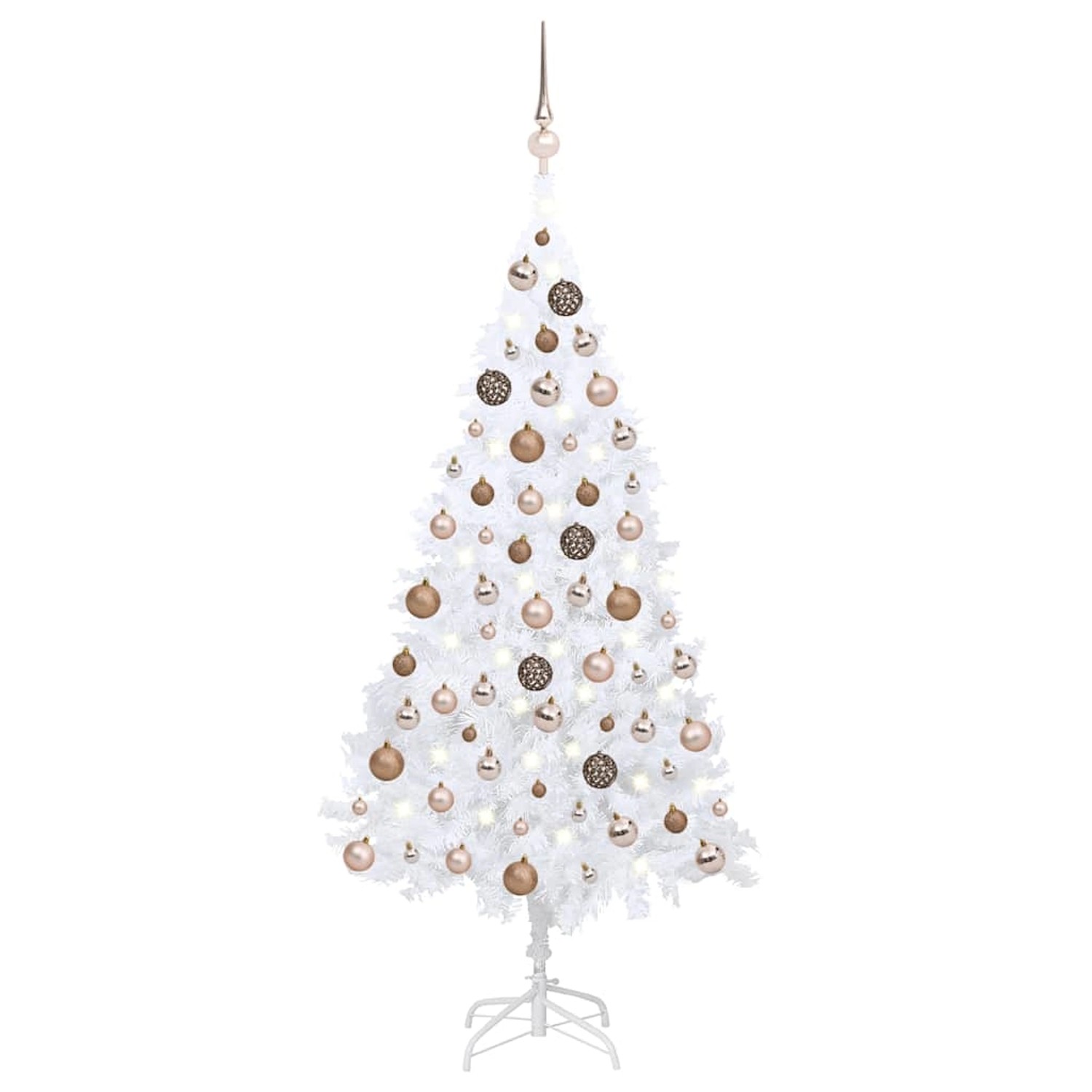 vidaXL Künstlicher Weihnachtsbaum mit Beleuchtung & Kugeln Weiß 120 cm 3077625
