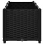 Schwarzes vidaXL Hochbeet (120x40x38 cm) aus Polypropylen mit geflochtener Optik.