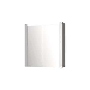 Jokey Spiegelschrank Tromsö, 63x68,5 cm, alufarben, mit zwei Spiegeltüren und LED-Beleuchtung.