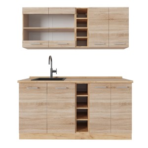 Vicco R-Line Singleküche 160cm in Sonoma/Goldkraft Eiche ohne Arbeitsplatte.