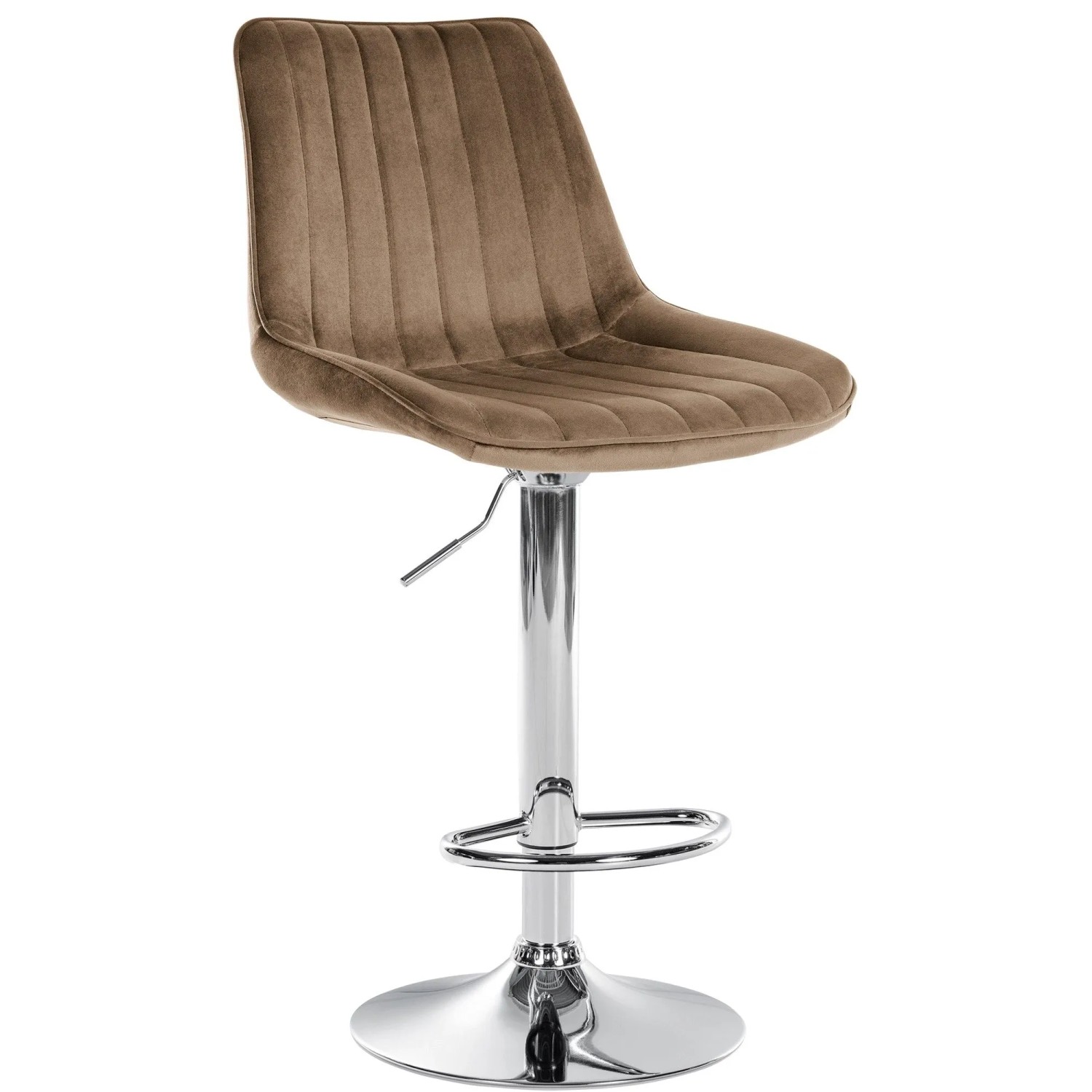 DELUKE Barhocker RIO Braun Samt Chrom Barstuhl Mit Lehne Tresenhocker Tresenstuhl