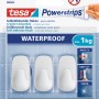 Tesa Klebehaken Waterproof, 3er-Set. Selbstklebend, wasserfest, für Bad & Küche.
